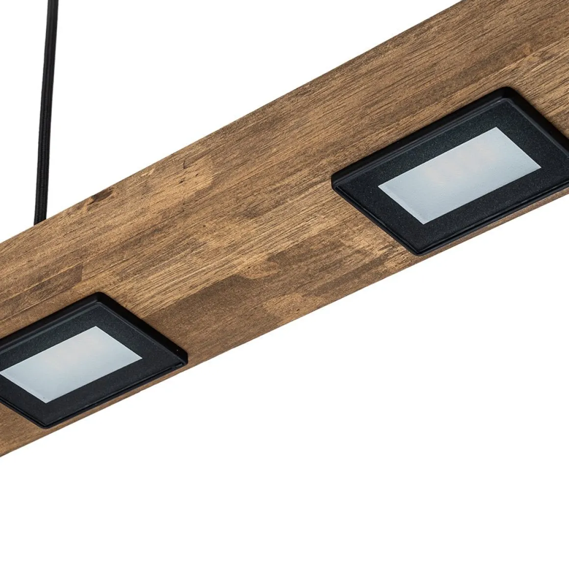 Dimmable LED Rustic Linear Oak Wood Kitchen Island Pendant