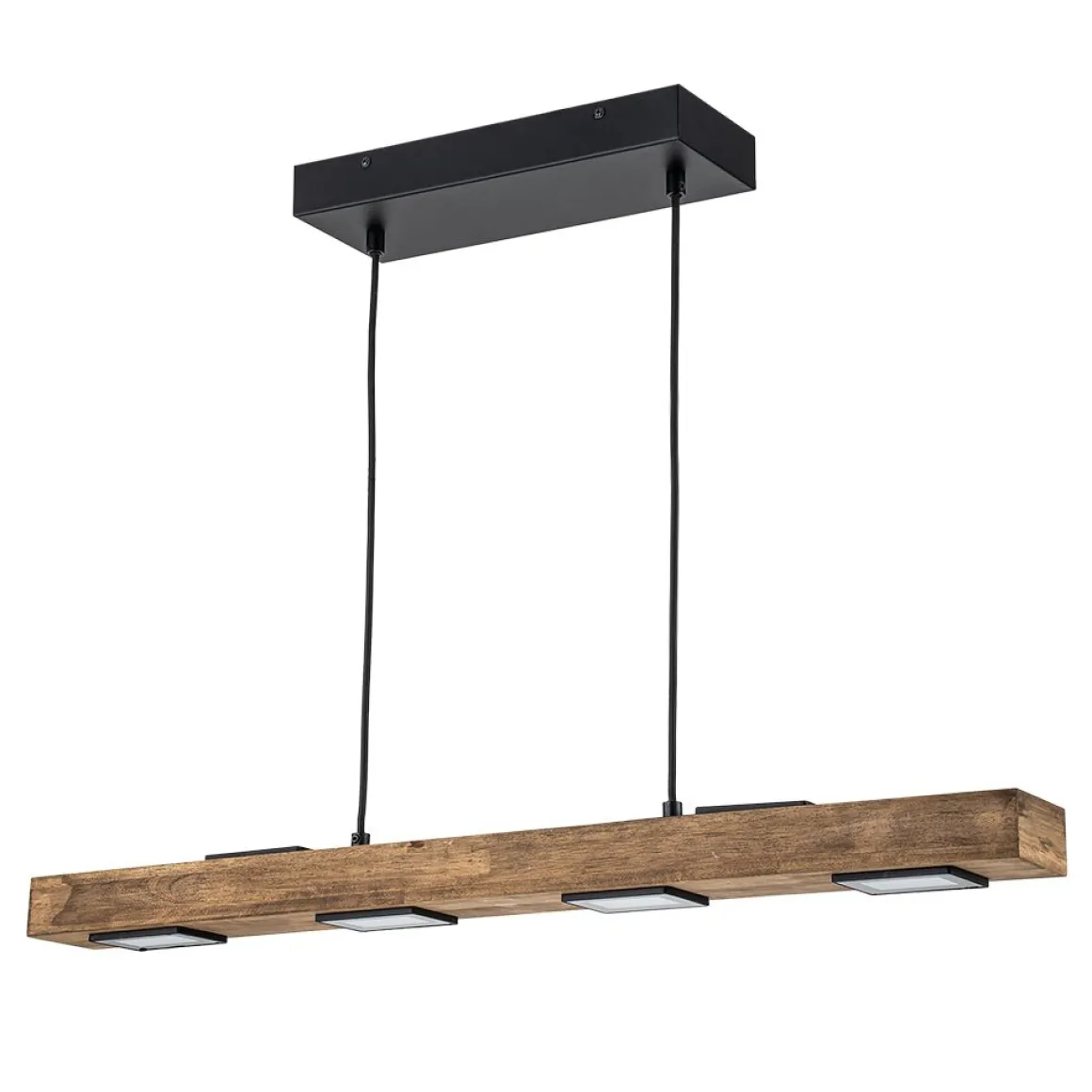 Dimmable LED Rustic Linear Oak Wood Kitchen Island Pendant