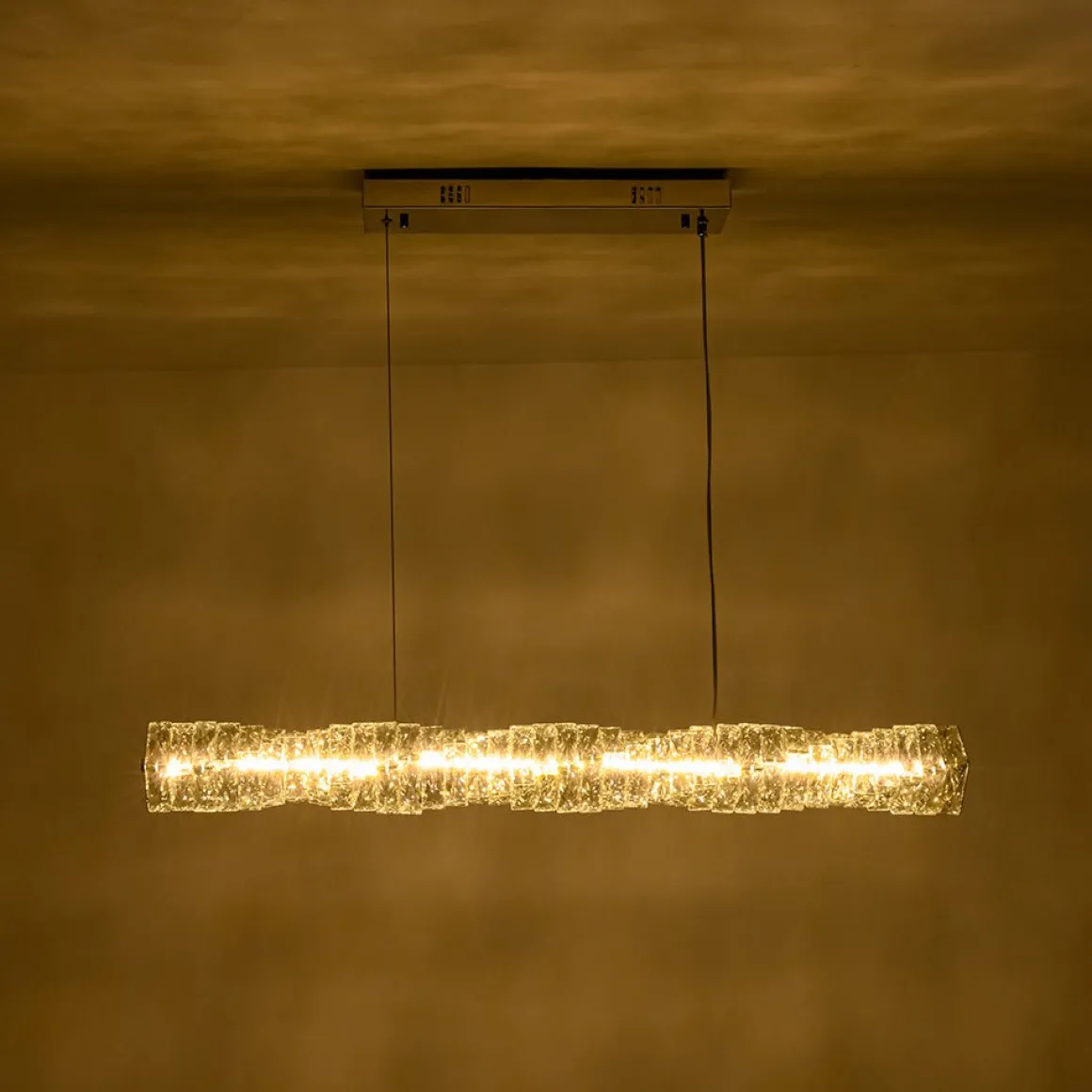 Dimmable LED Twisted Crystal Linear Island Chandelier