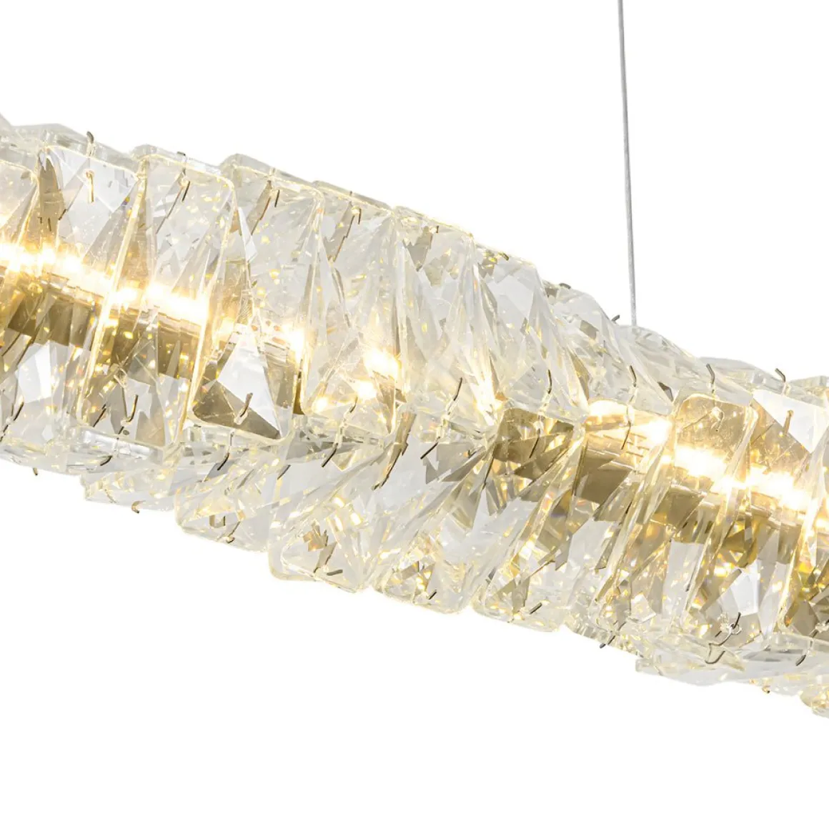 Dimmable LED Twisted Crystal Linear Island Chandelier