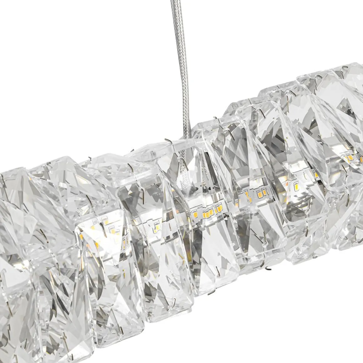 Dimmable LED Twisted Crystal Linear Island Chandelier