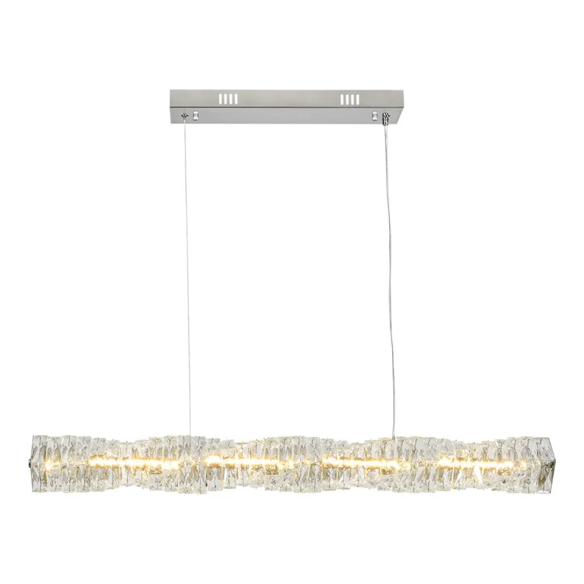 Dimmable LED Twisted Crystal Linear Island Chandelier