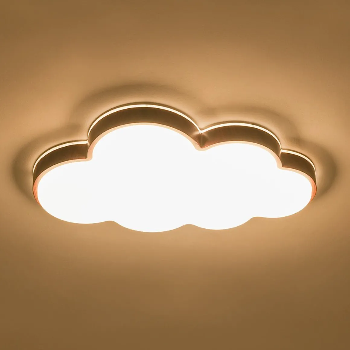 Dimmable LED Wood Accented Cloud Kids Ceiling Light