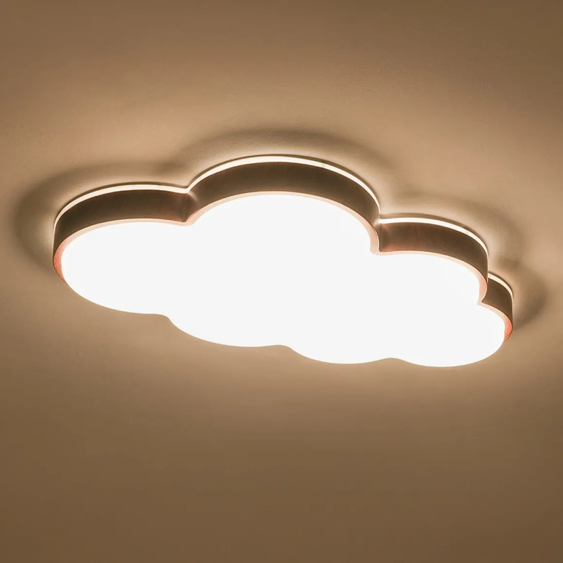 Dimmable LED Wood Accented Cloud Kids Ceiling Light
