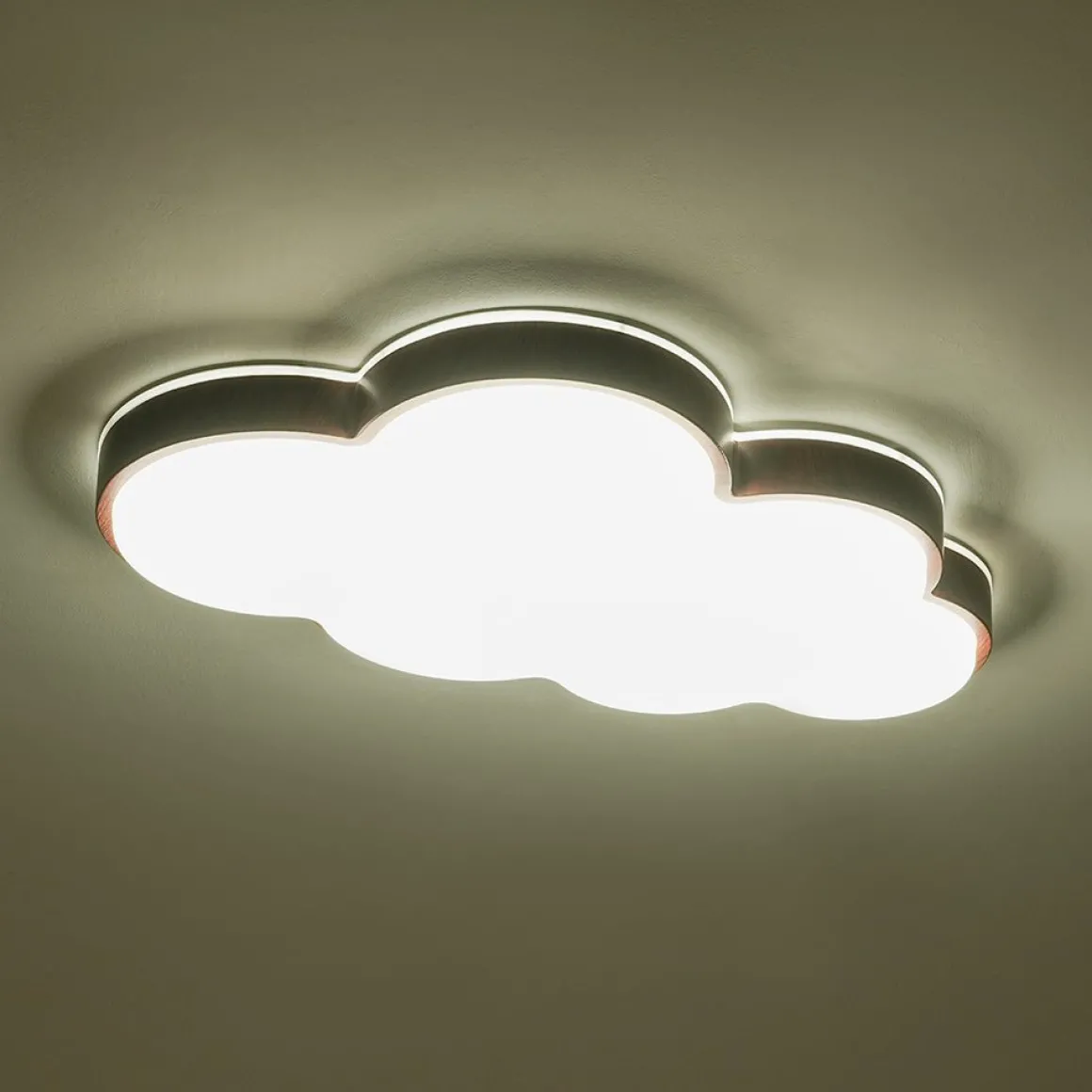 Dimmable LED Wood Accented Cloud Kids Ceiling Light