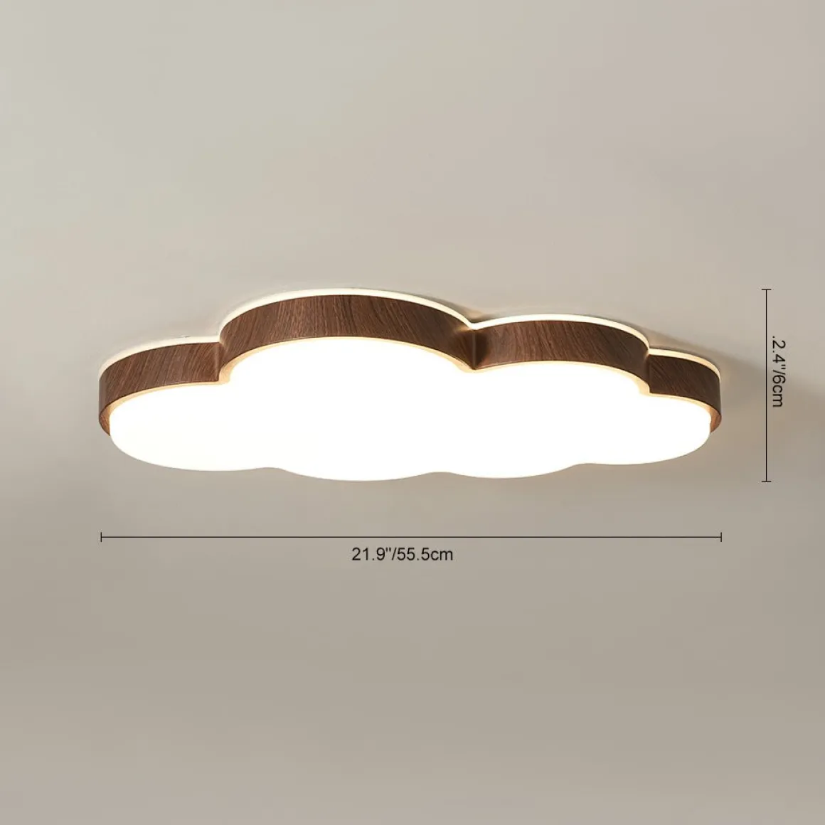 Dimmable LED Wood Accented Cloud Kids Ceiling Light