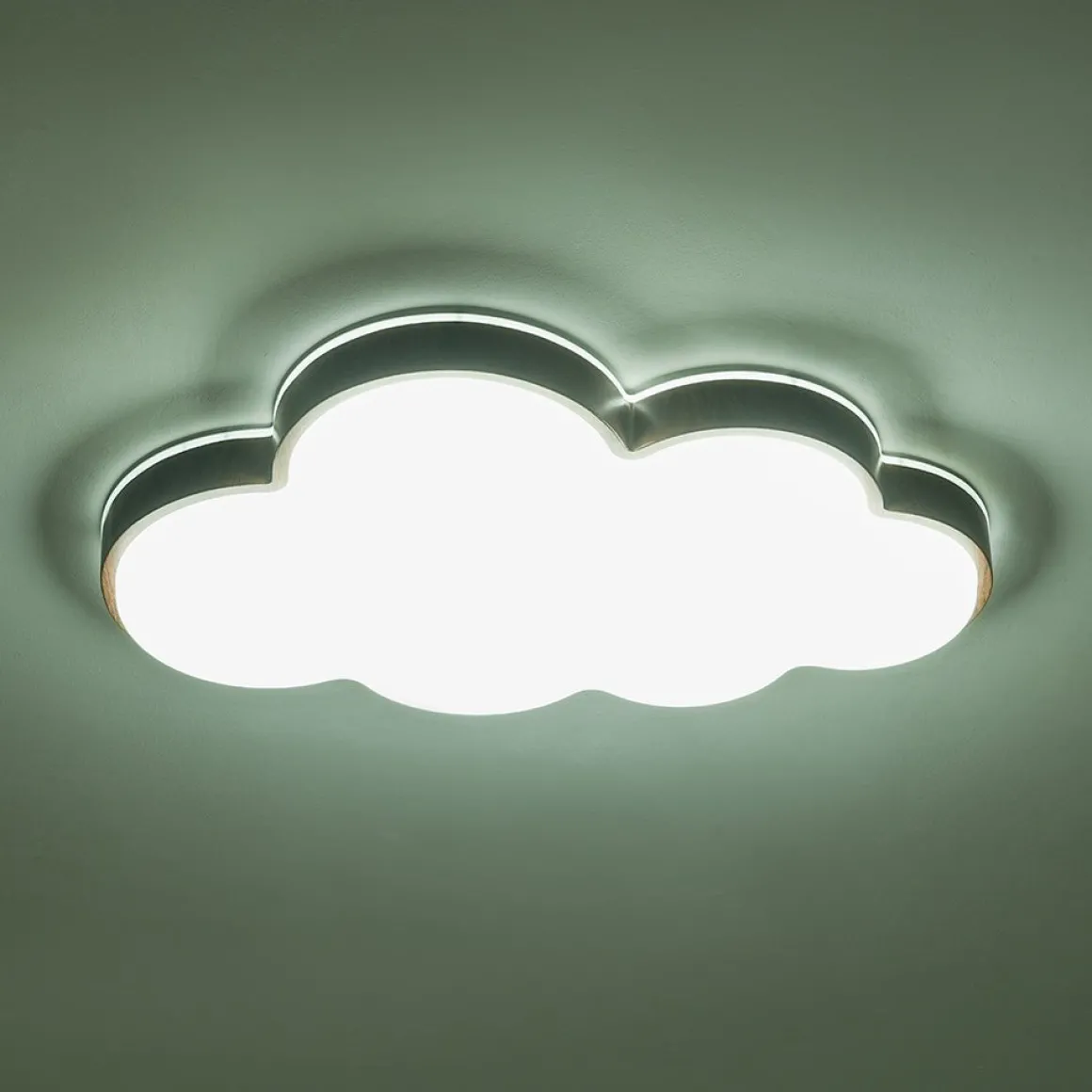Dimmable LED Wood Accented Cloud Kids Ceiling Light