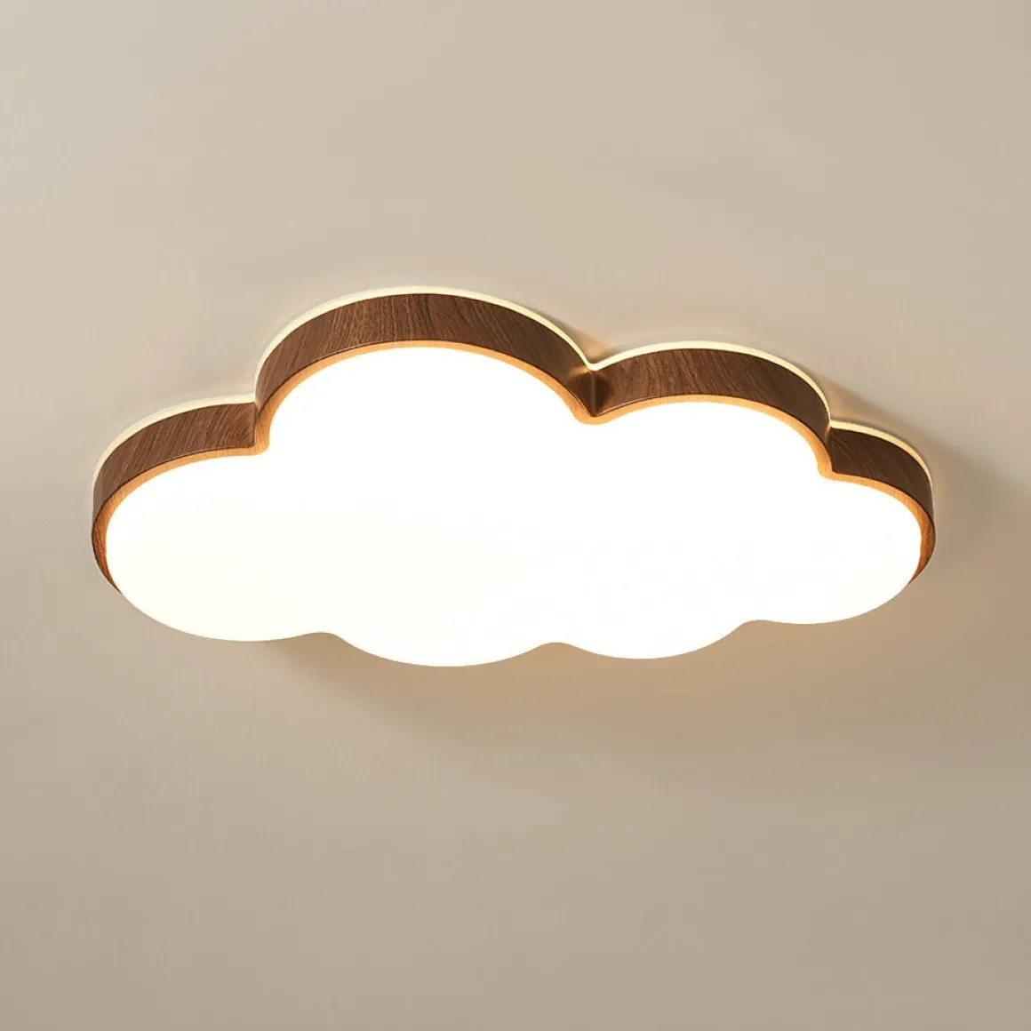 Dimmable LED Wood Accented Cloud Kids Ceiling Light