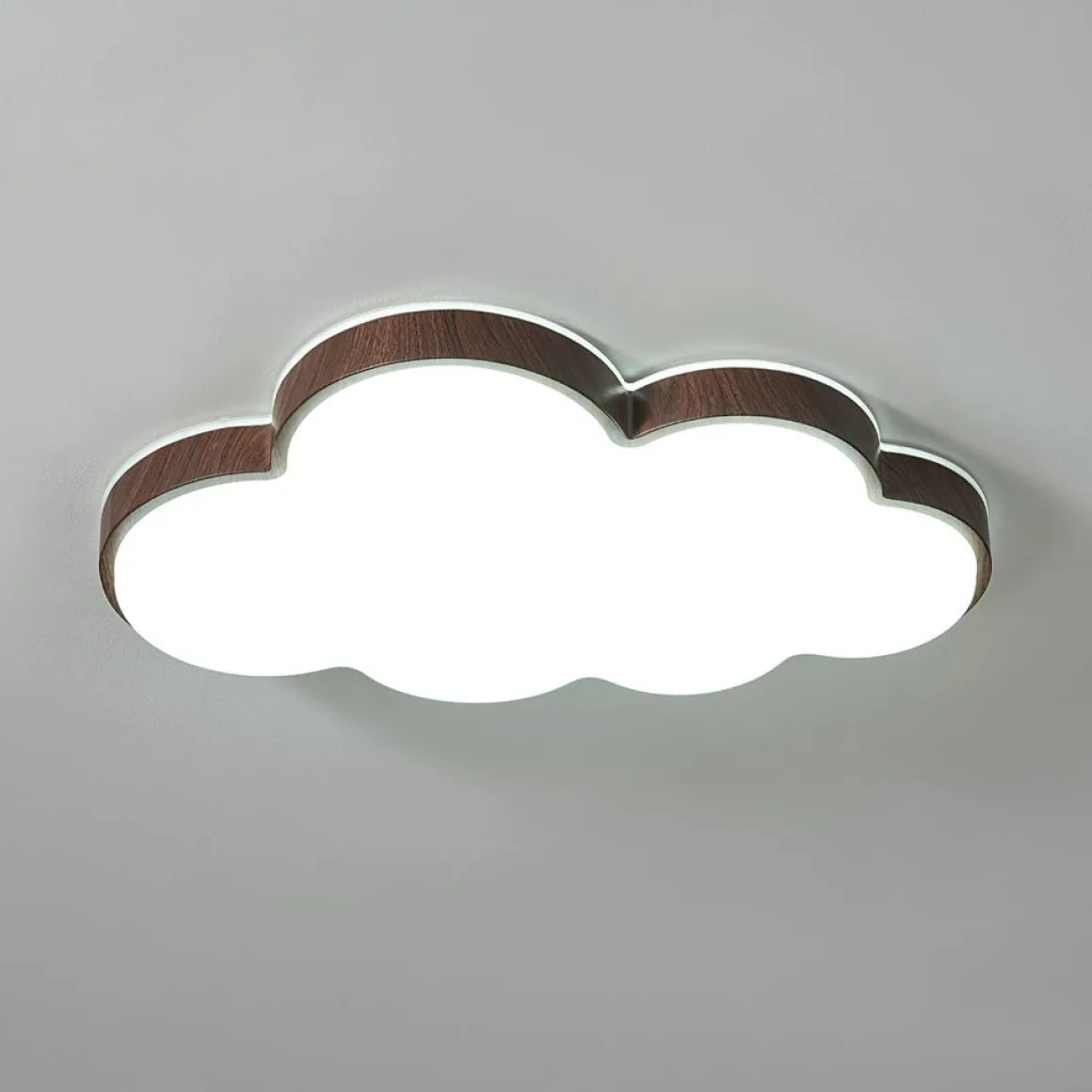 Dimmable LED Wood Accented Cloud Kids Ceiling Light
