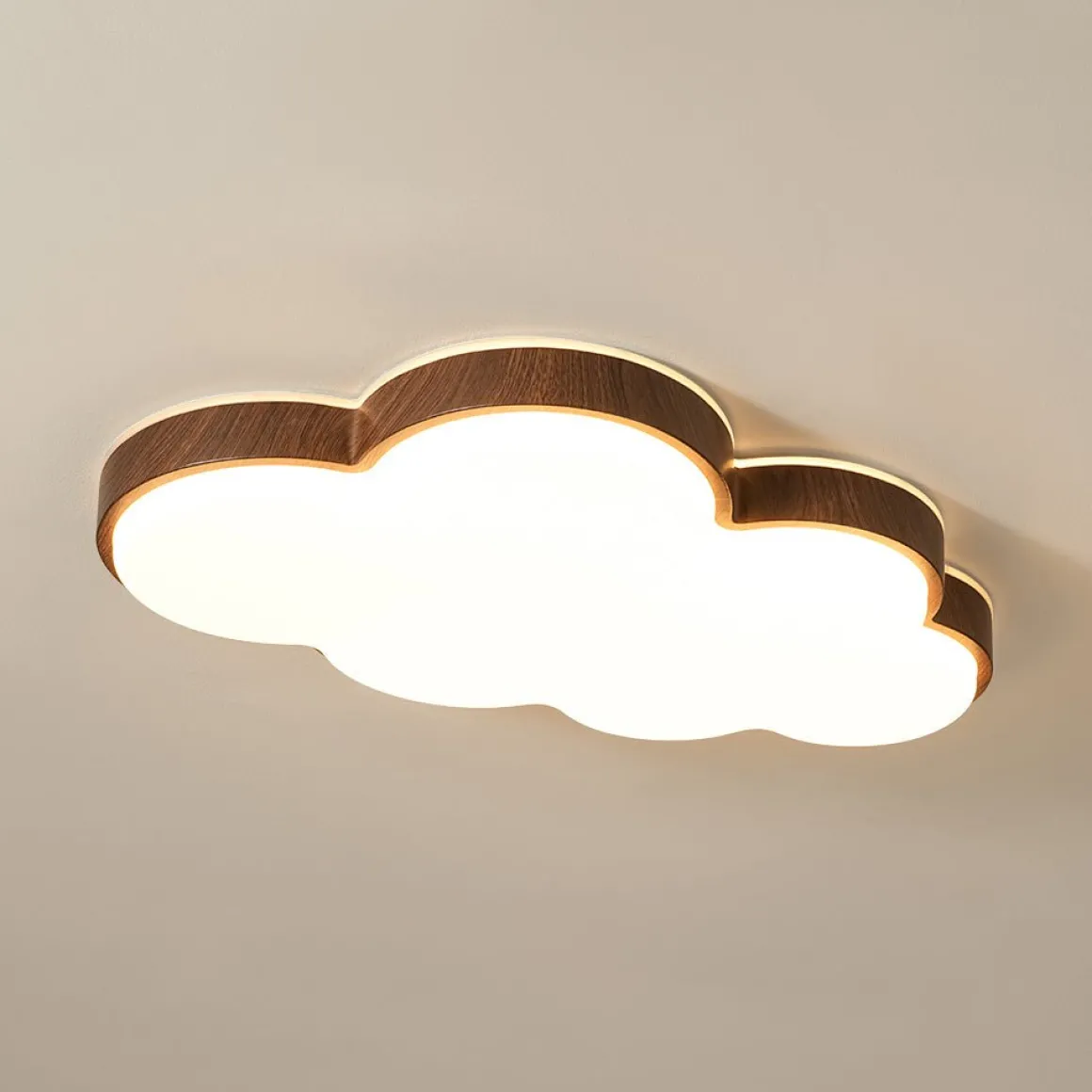 Dimmable LED Wood Accented Cloud Kids Ceiling Light