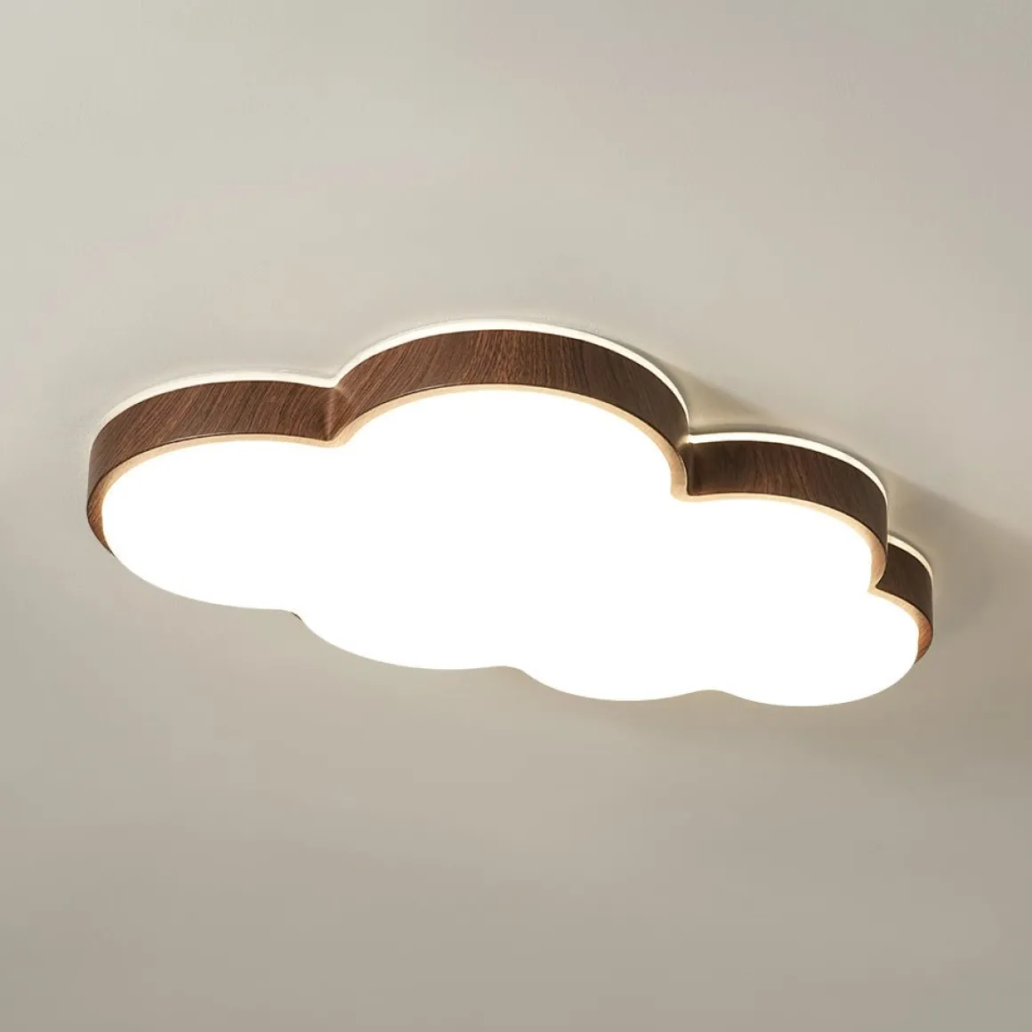 Dimmable LED Wood Accented Cloud Kids Ceiling Light