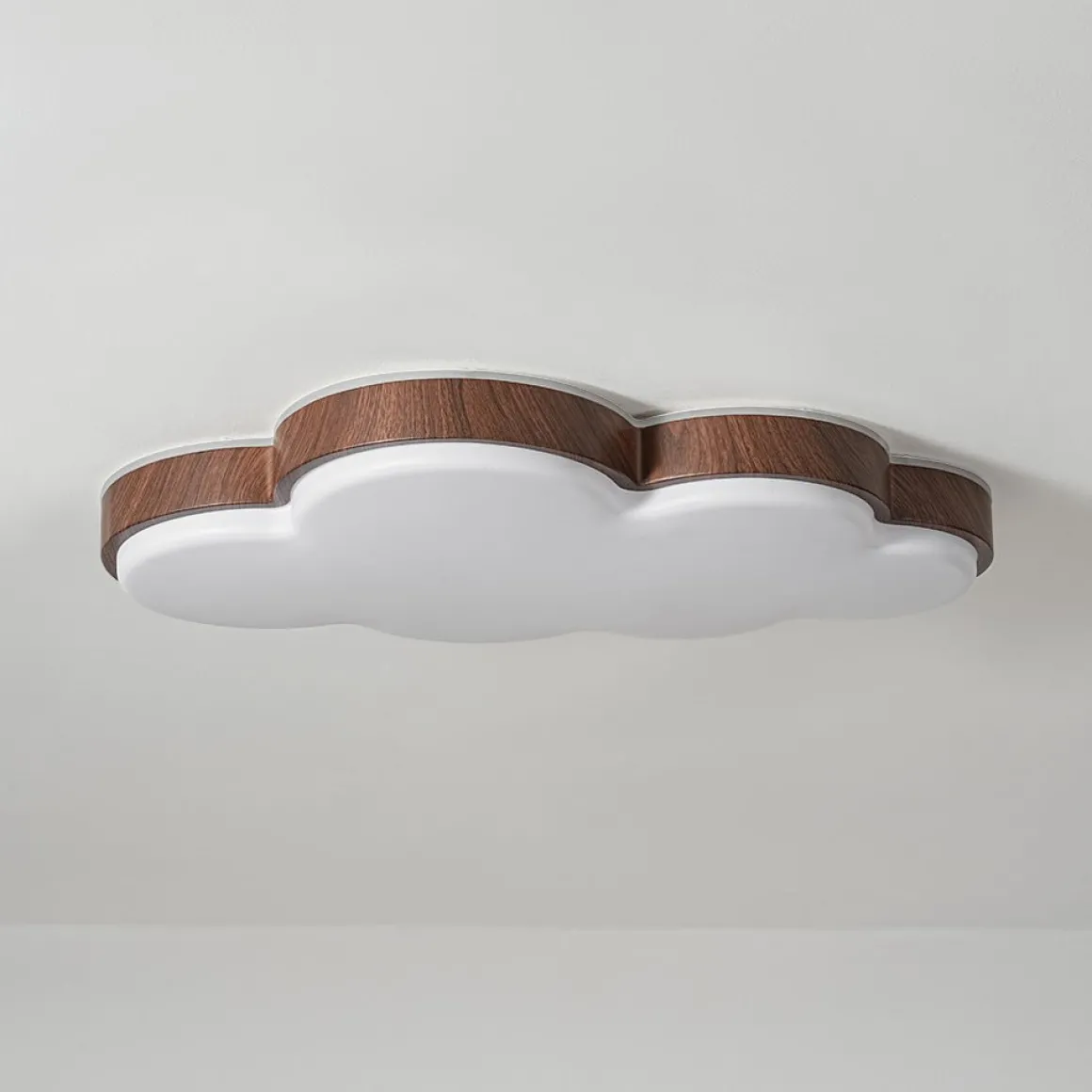 Dimmable LED Wood Accented Cloud Kids Ceiling Light