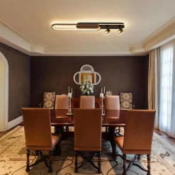 Dimmable LED Wood Linear Oval Semi Flush Adjustable Spotlight