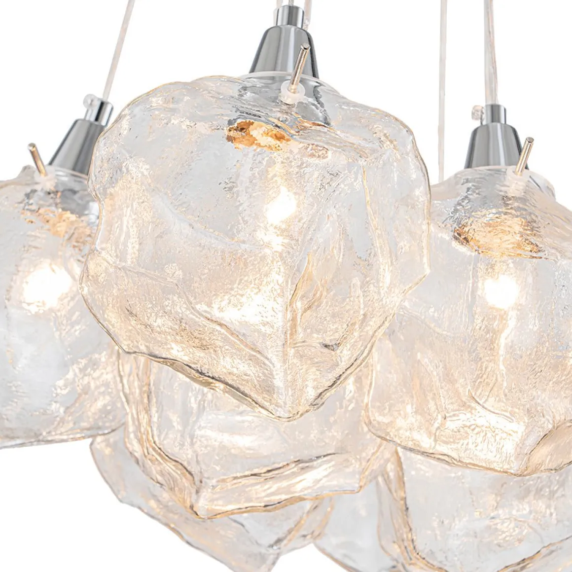 Dimmable 13-Light Frozen Glass Ice Style Cluster Chandelier