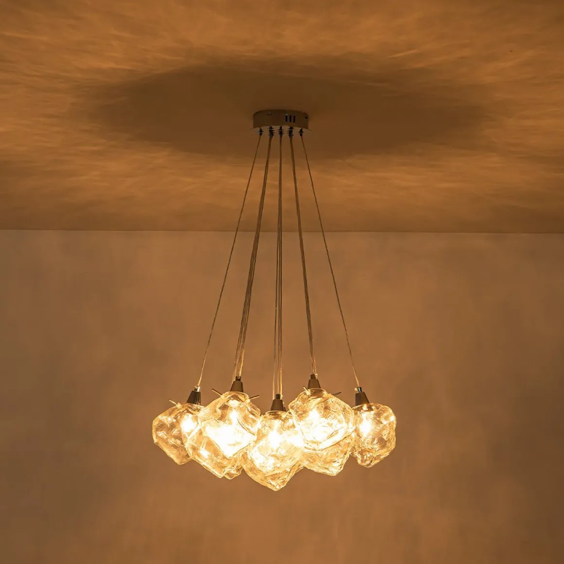 Dimmable 13-Light Frozen Glass Ice Style Cluster Chandelier