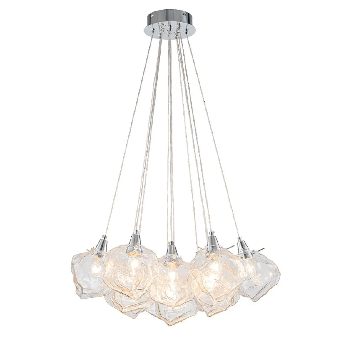 Dimmable 13-Light Frozen Glass Ice Style Cluster Chandelier