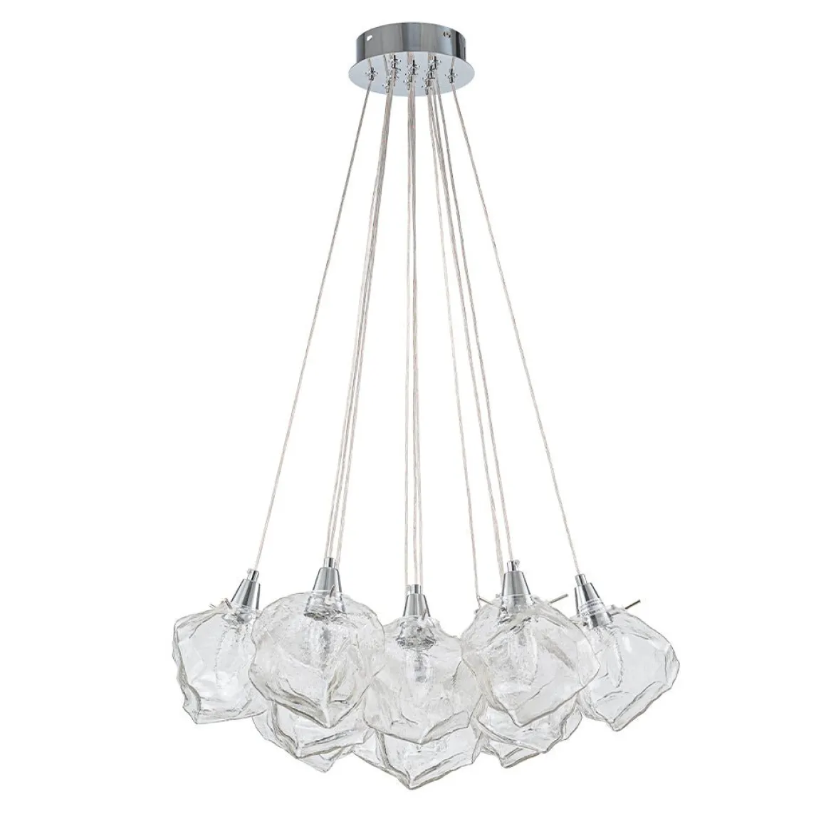 Dimmable 13-Light Frozen Glass Ice Style Cluster Chandelier