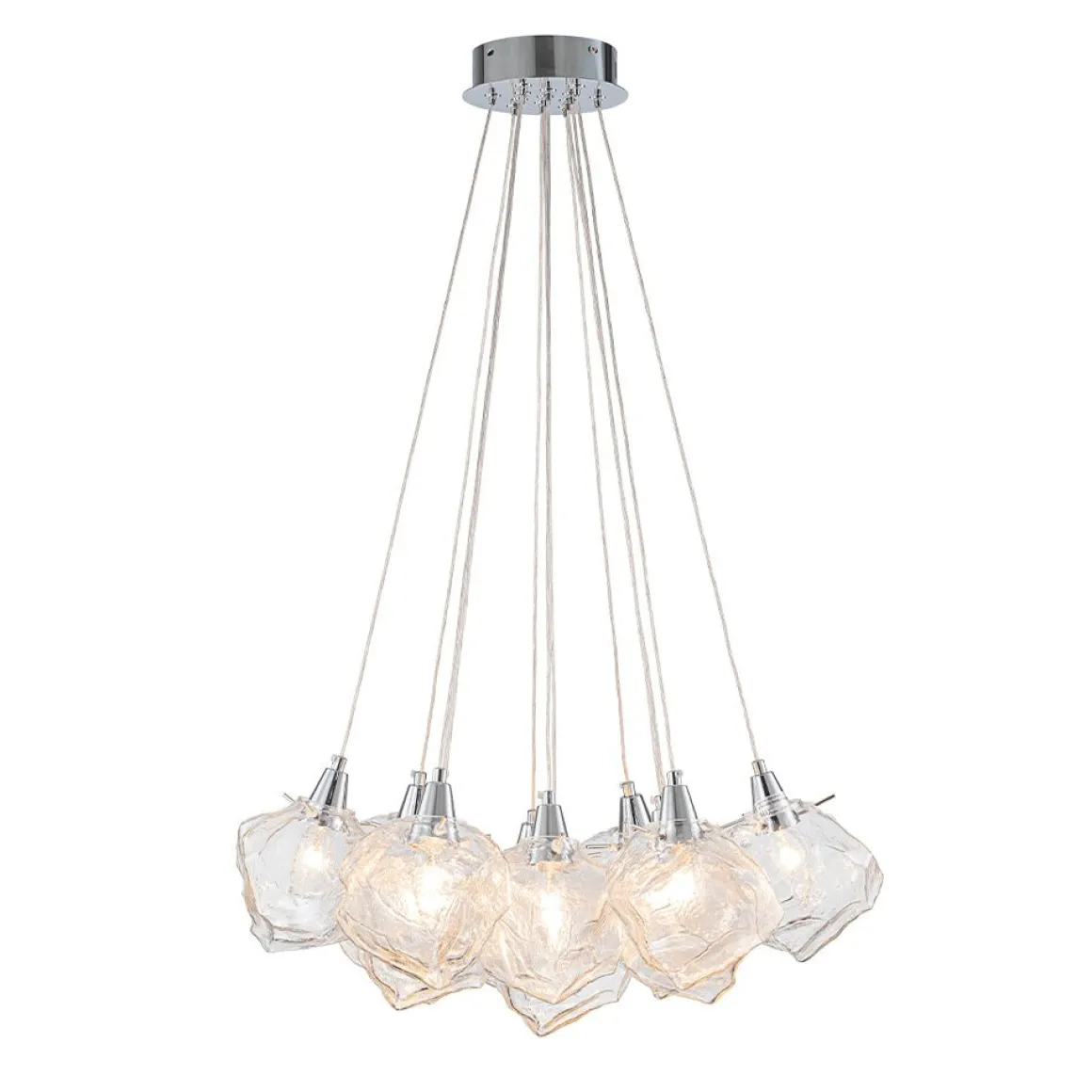Dimmable 13-Light Frozen Glass Ice Style Cluster Chandelier