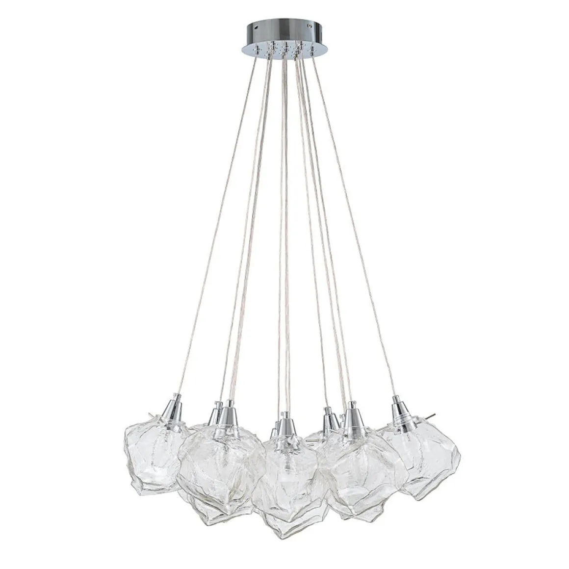 Dimmable 13-Light Frozen Glass Ice Style Cluster Chandelier