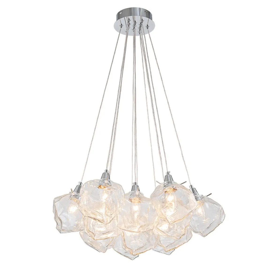 Dimmable 13-Light Frozen Glass Ice Style Cluster Chandelier