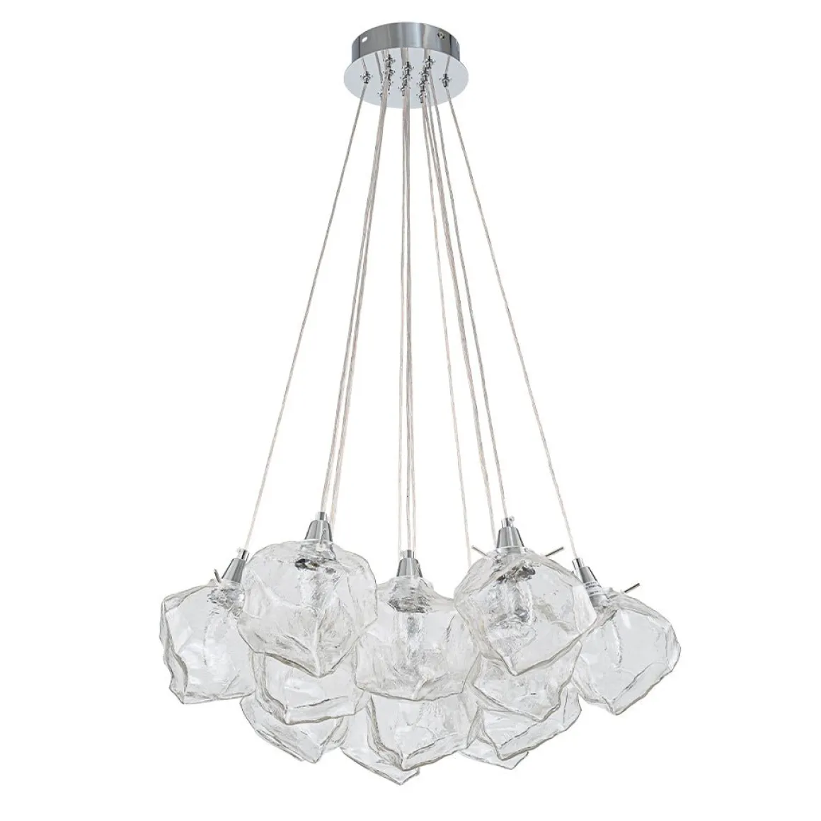 Dimmable 13-Light Frozen Glass Ice Style Cluster Chandelier