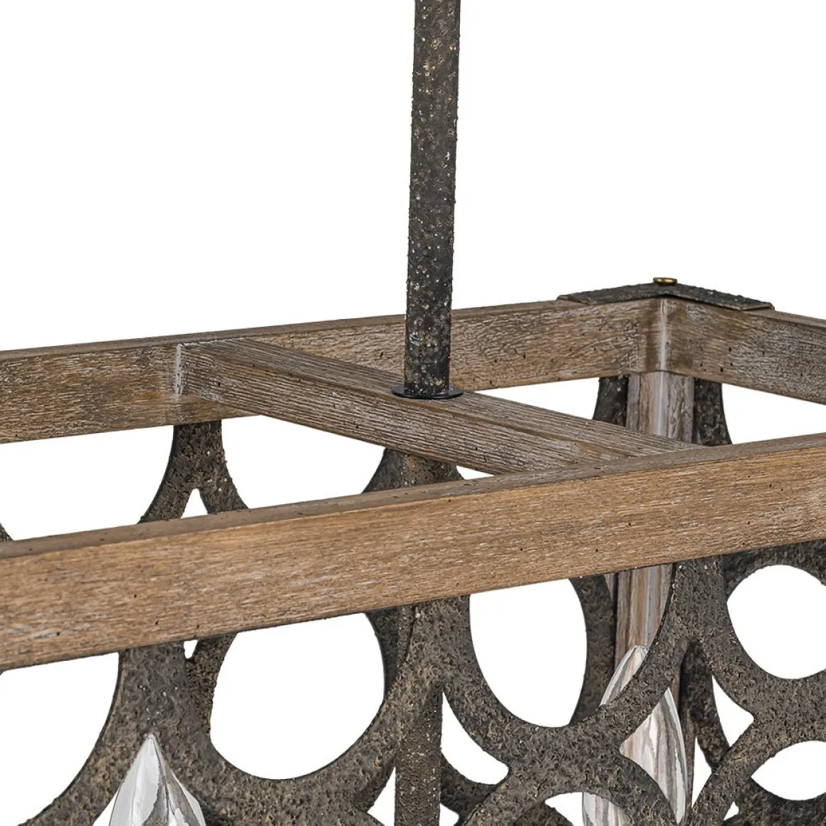 Farmhouse Antique Wooden Rectangle Box Linear Chandelier