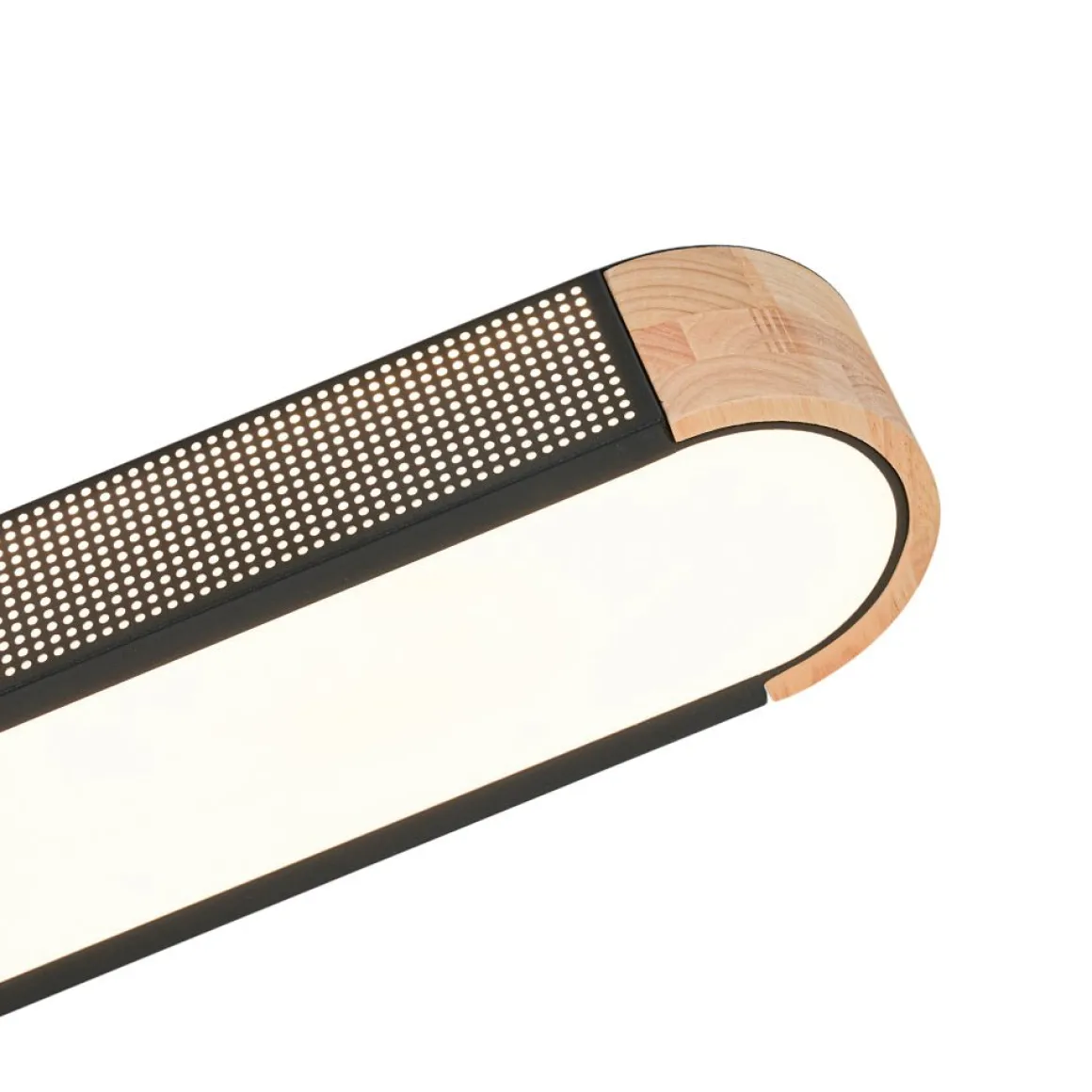 Farmhouse Black Mesh Wood Dimmable LED Oval Ceiling Light