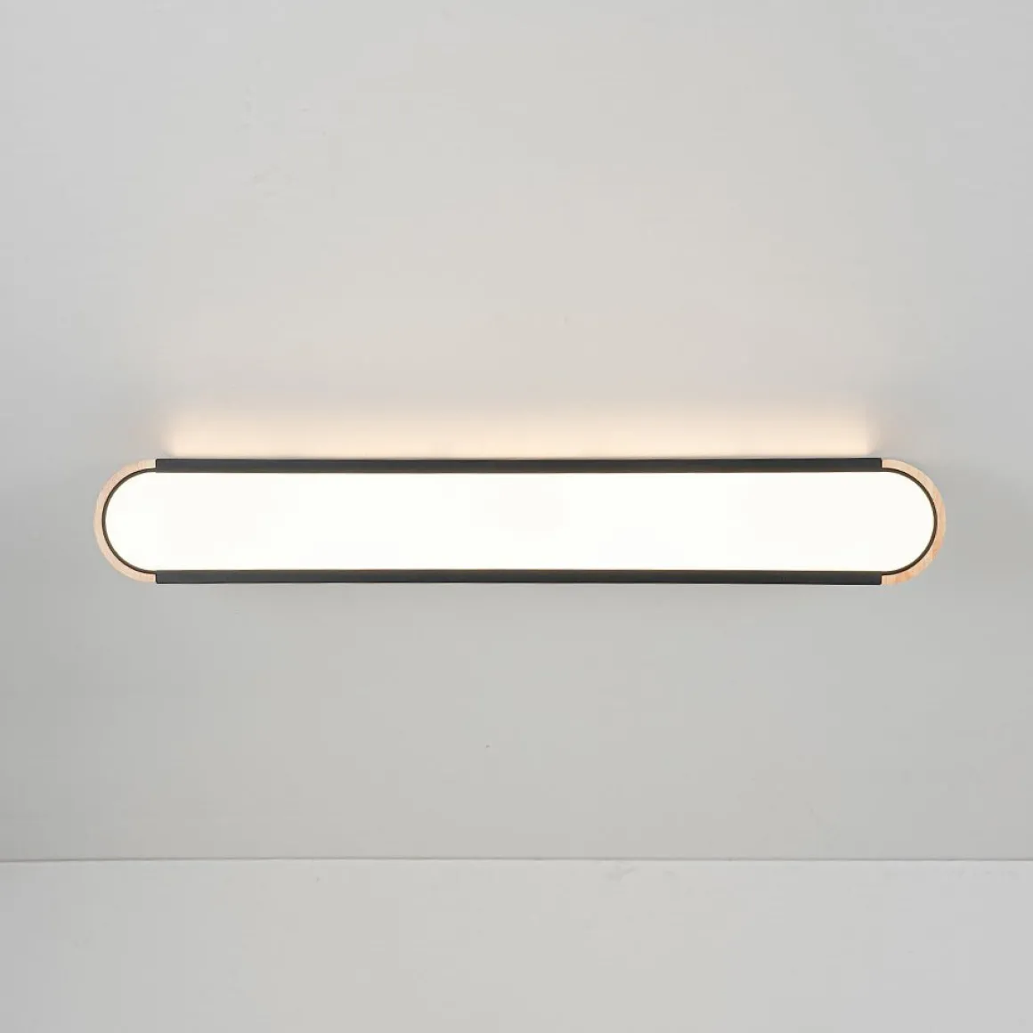 Farmhouse Black Mesh Wood Dimmable LED Oval Ceiling Light