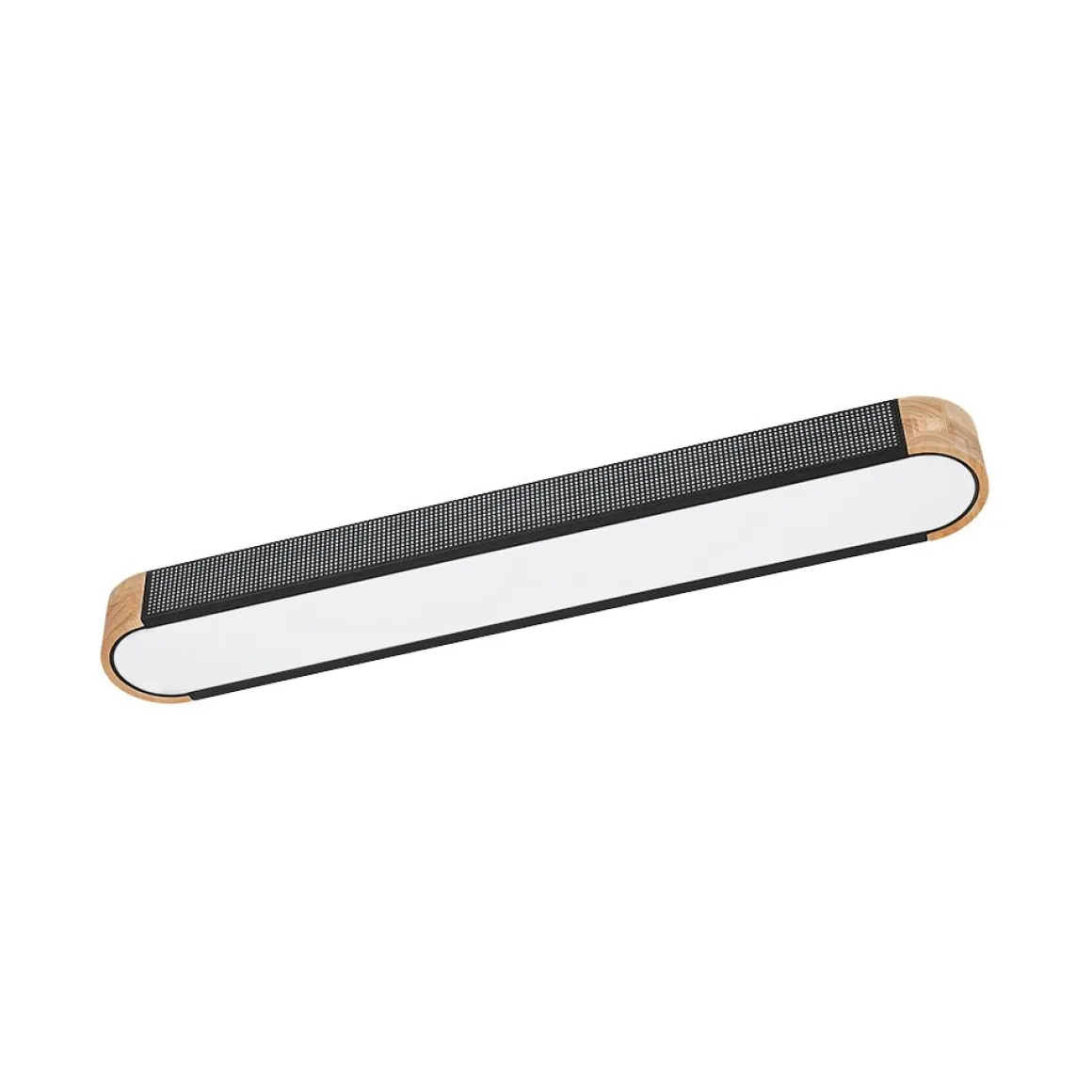 Farmhouse Black Mesh Wood Dimmable LED Oval Ceiling Light