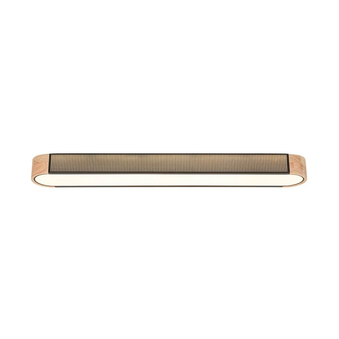 Farmhouse Black Mesh Wood Dimmable LED Oval Ceiling Light