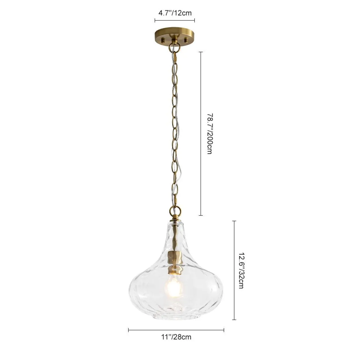 Farmhouse 1-Light Hammered Glass Bell Kitchen Pendant Light