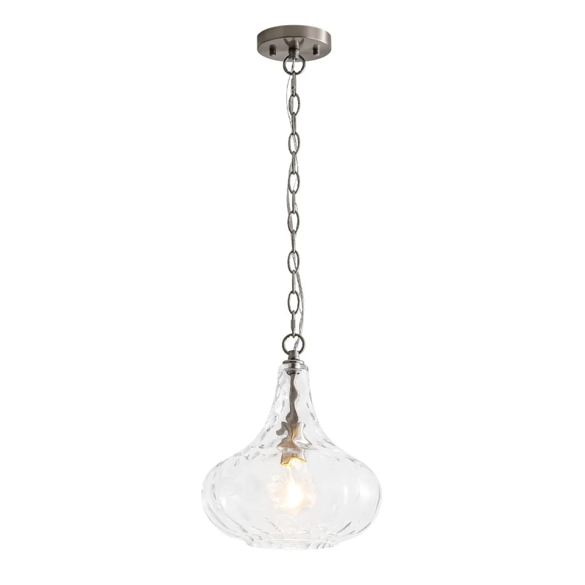 Farmhouse 1-Light Hammered Glass Bell Kitchen Pendant Light