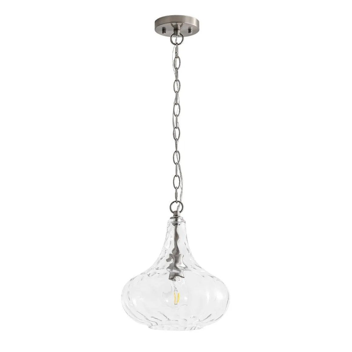 Farmhouse 1-Light Hammered Glass Bell Kitchen Pendant Light