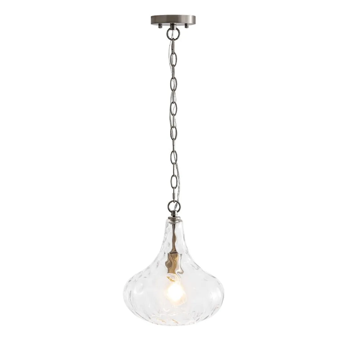 Farmhouse 1-Light Hammered Glass Bell Kitchen Pendant Light