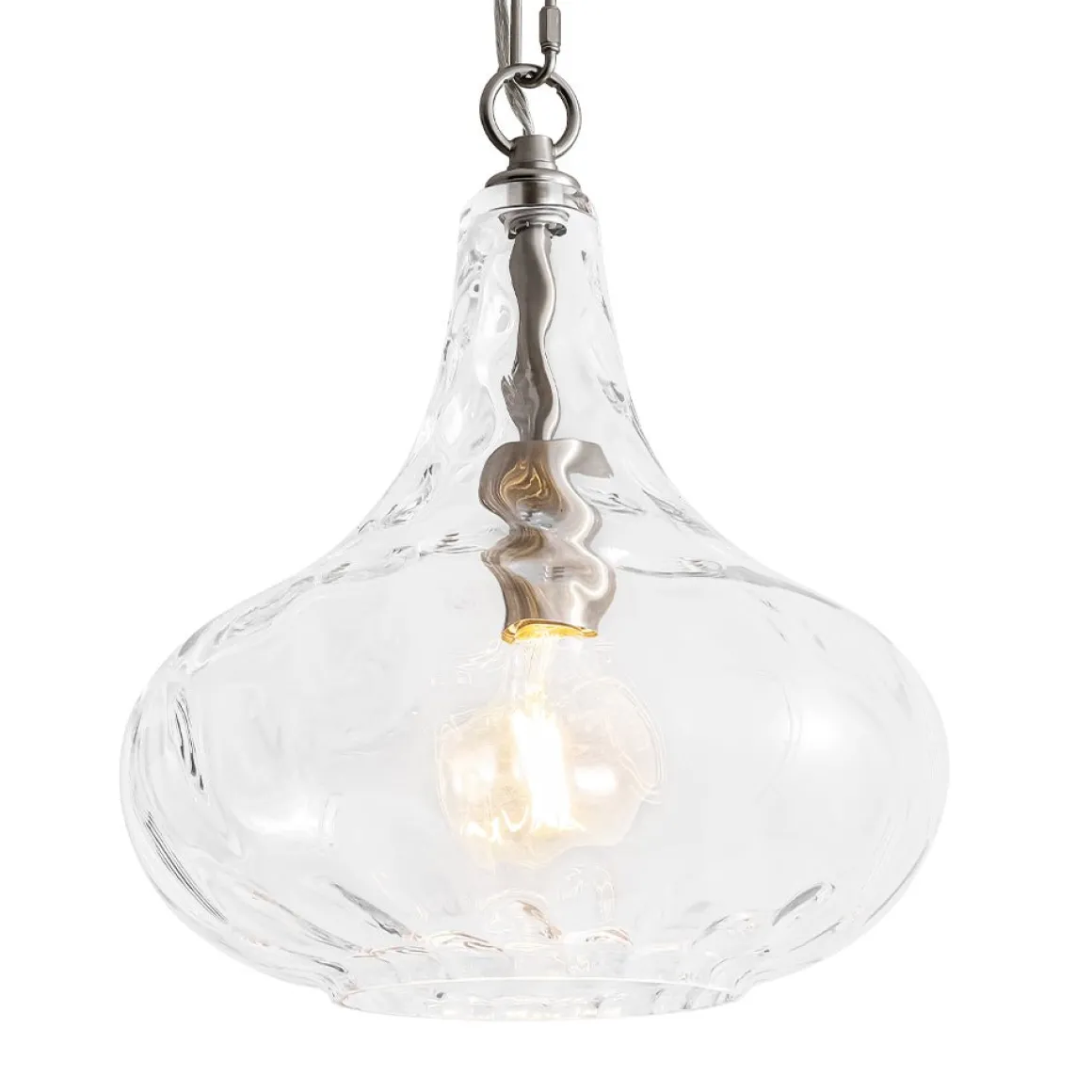 Farmhouse 1-Light Hammered Glass Bell Kitchen Pendant Light