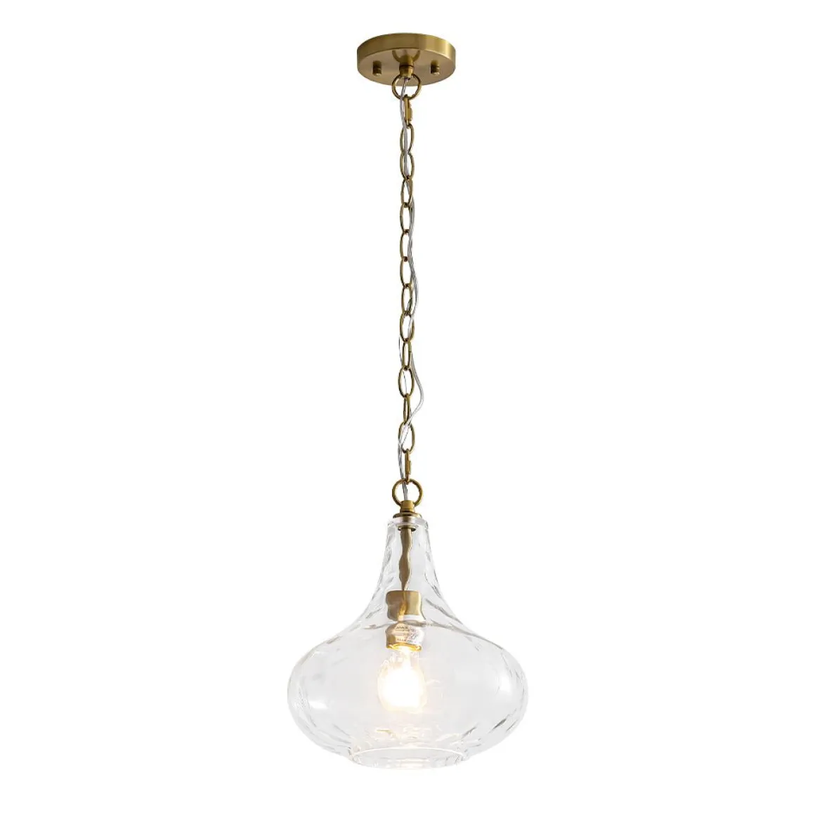 Farmhouse 1-Light Hammered Glass Bell Kitchen Pendant Light