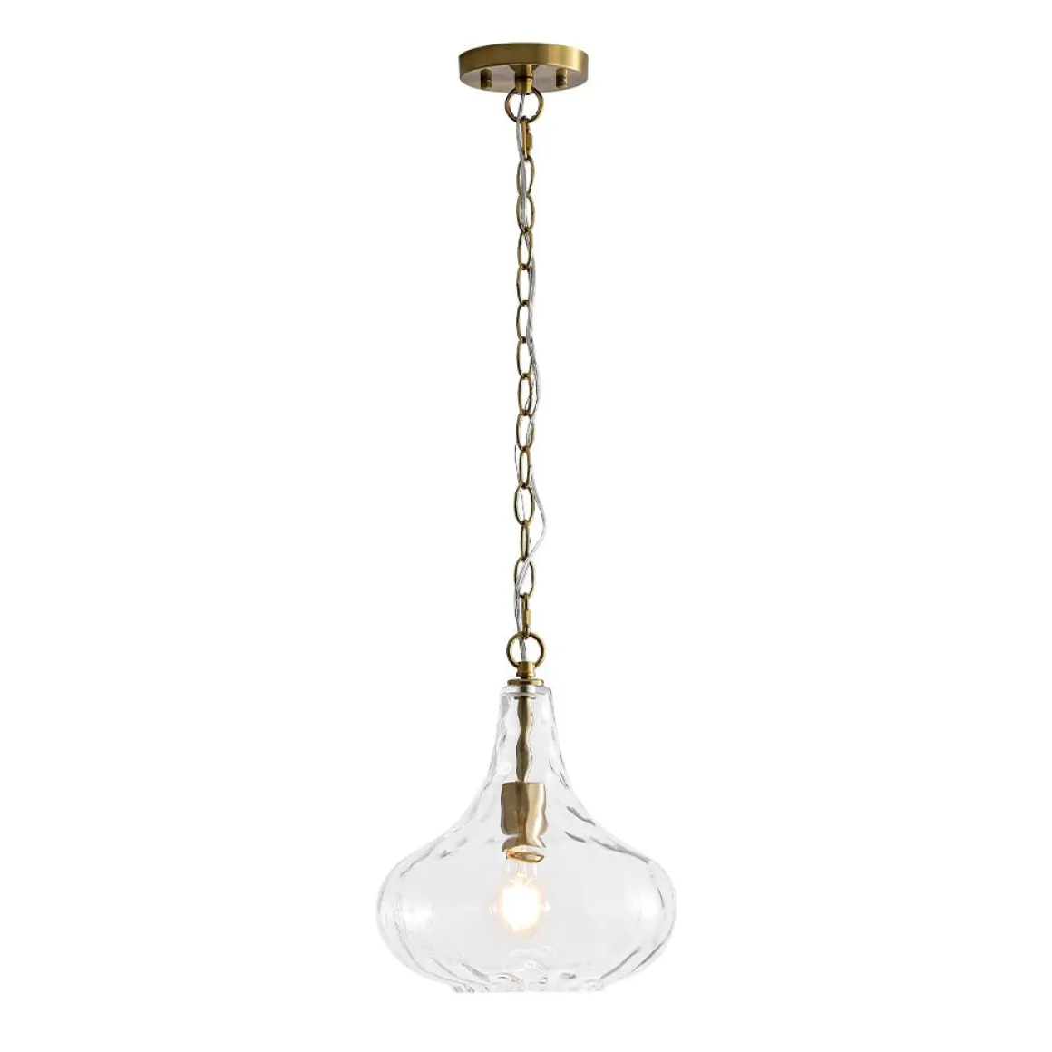 Farmhouse 1-Light Hammered Glass Bell Kitchen Pendant Light