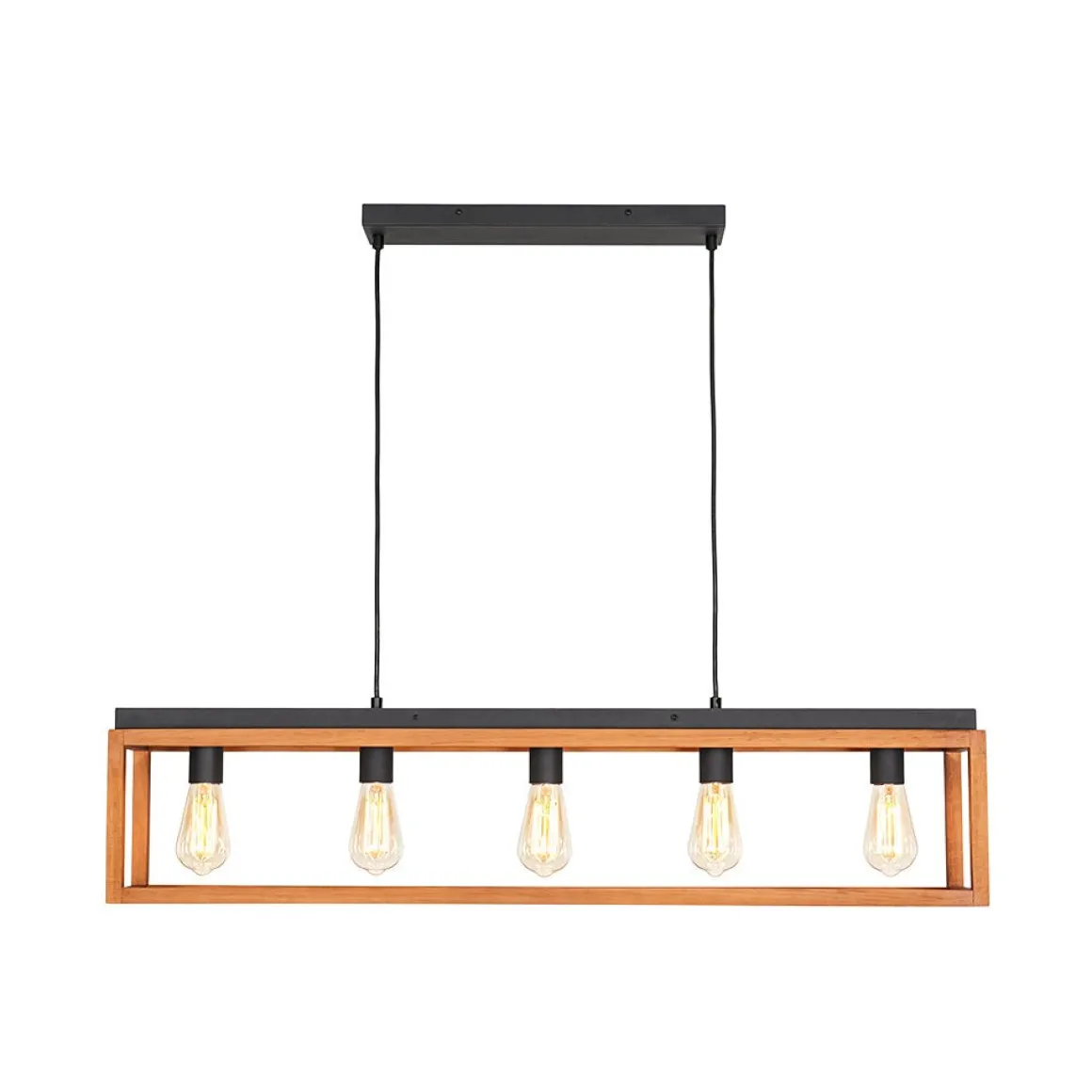 Farmhouse Wooden Rectangular Cage Island Chandelier