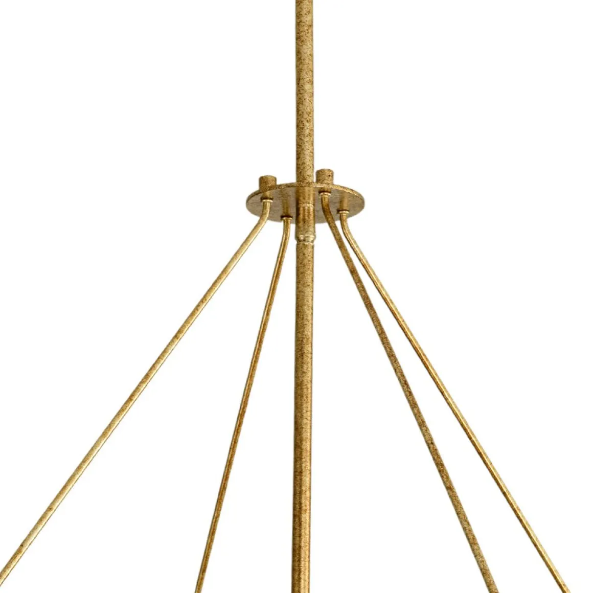 French Antique Gold Geometric Water Glass Cage Chandelier