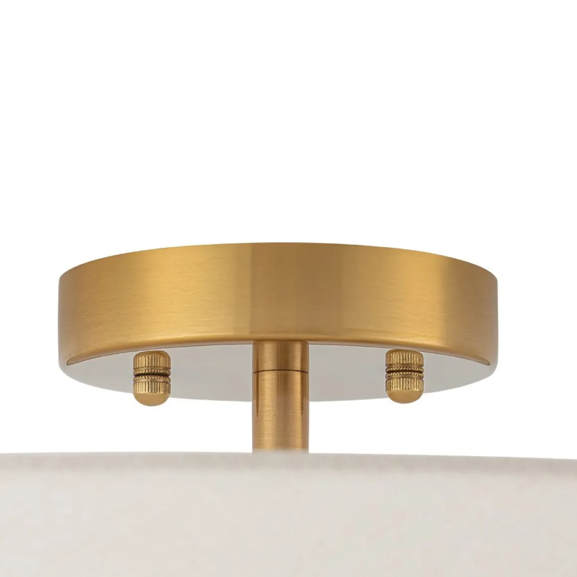 French Country Ivory Linen Conical Cage Semi Flush Mount