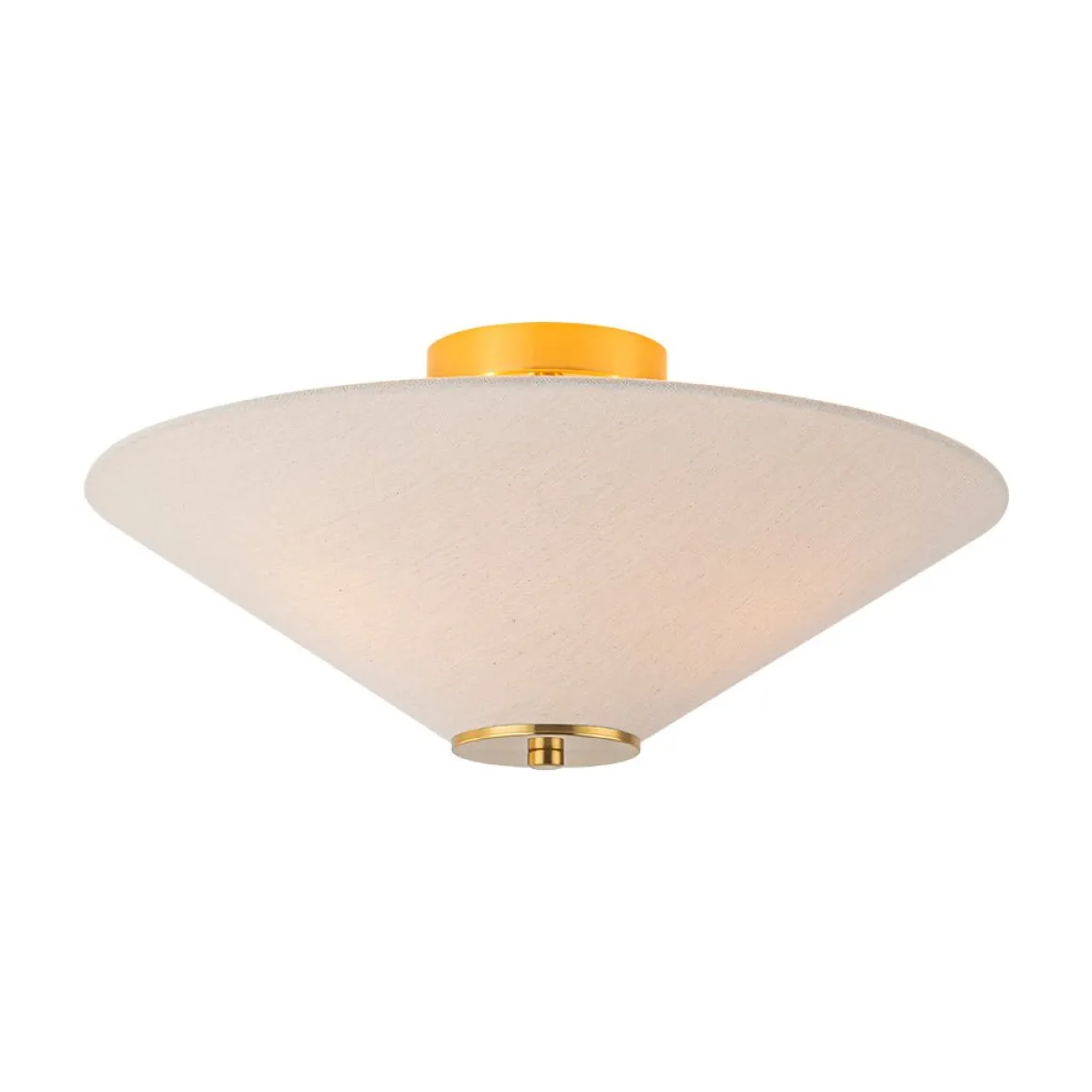 French Country Ivory Linen Conical Cage Semi Flush Mount