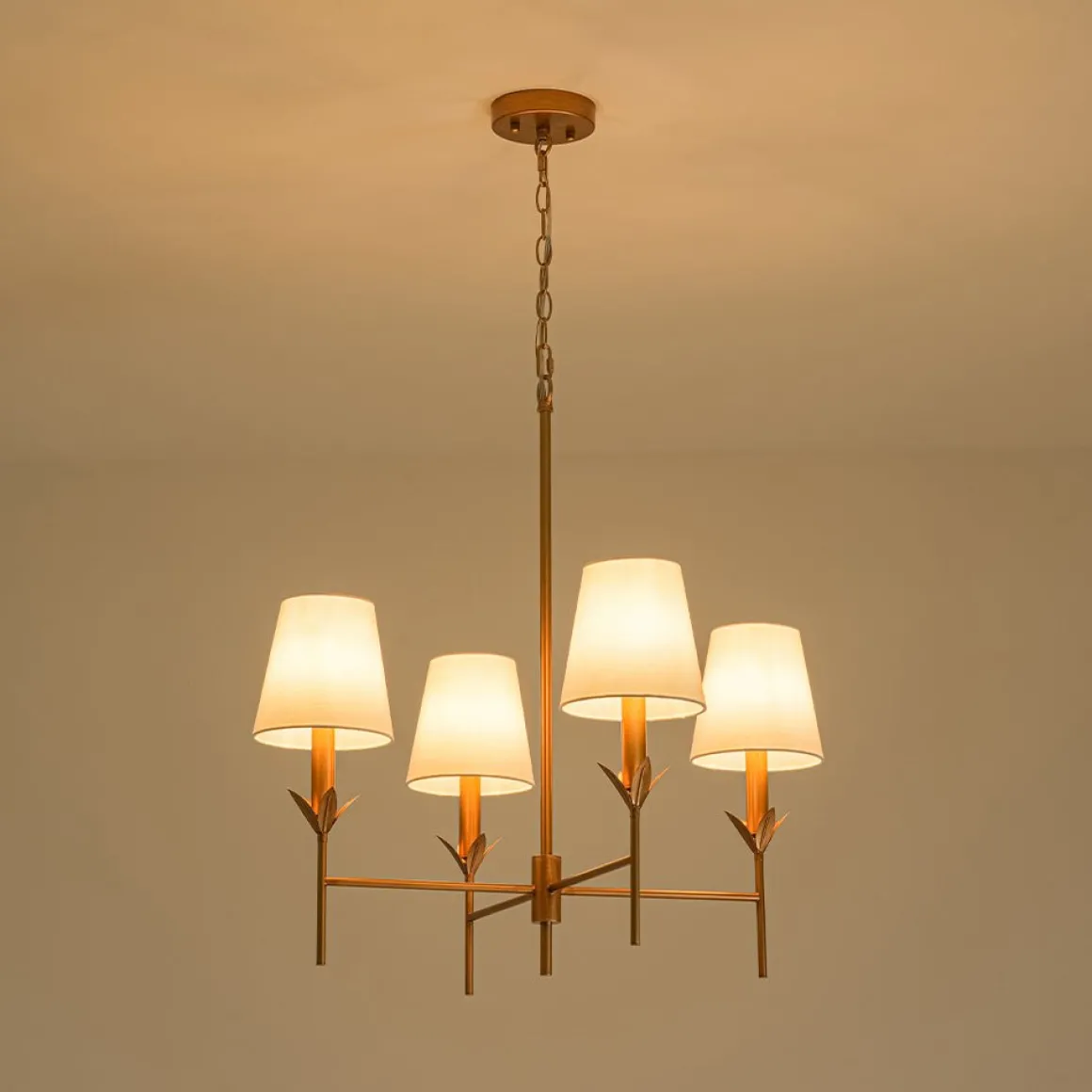 French Country 4-Light Fabric Round Candle Style Chandelier