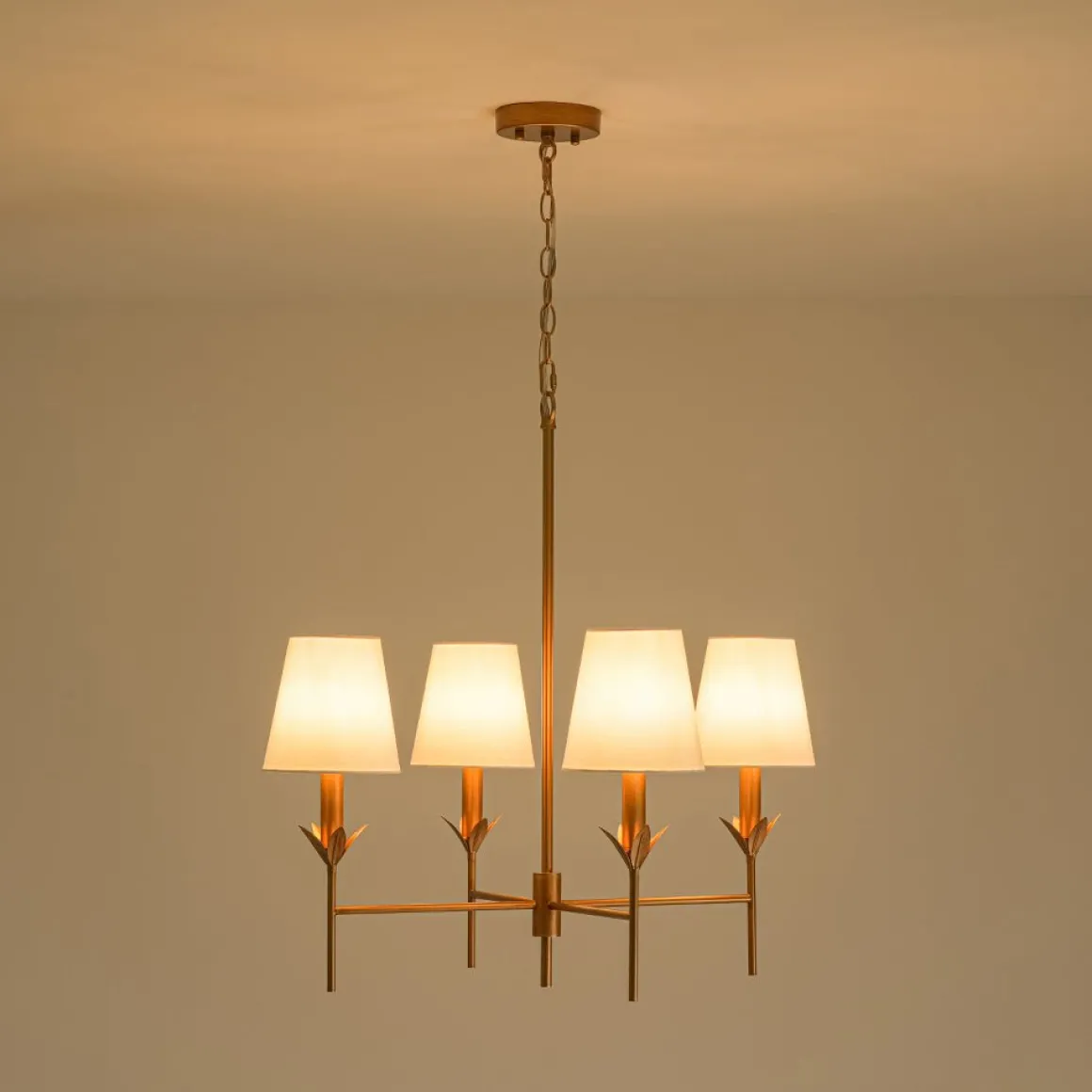French Country 4-Light Fabric Round Candle Style Chandelier