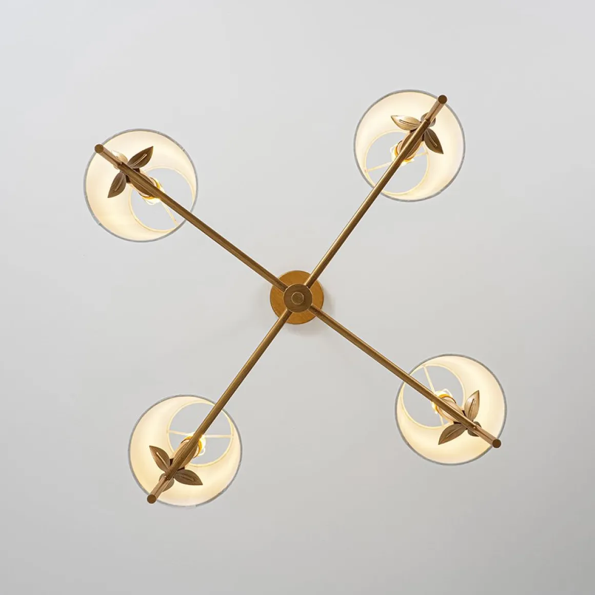 French Country 4-Light Fabric Round Candle Style Chandelier