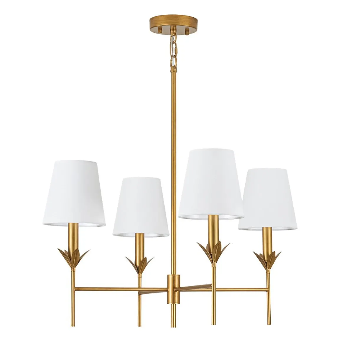 French Country 4-Light Fabric Round Candle Style Chandelier