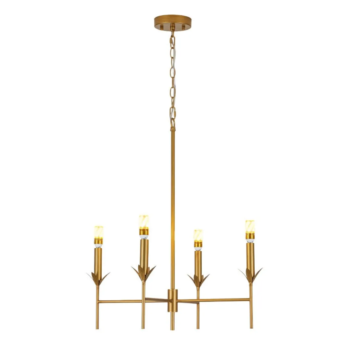 French Country 4-Light Fabric Round Candle Style Chandelier