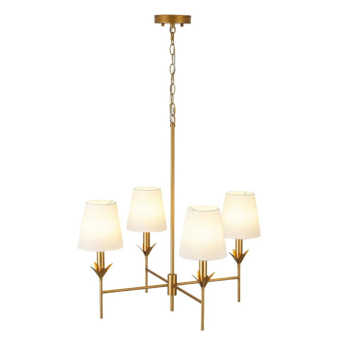 French Country 4-Light Fabric Round Candle Style Chandelier