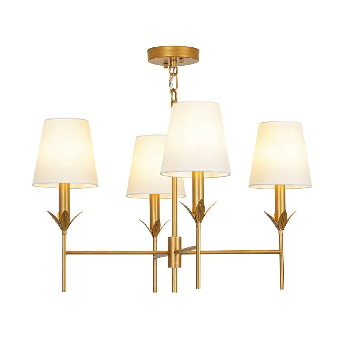 French Country 4-Light Fabric Round Candle Style Chandelier