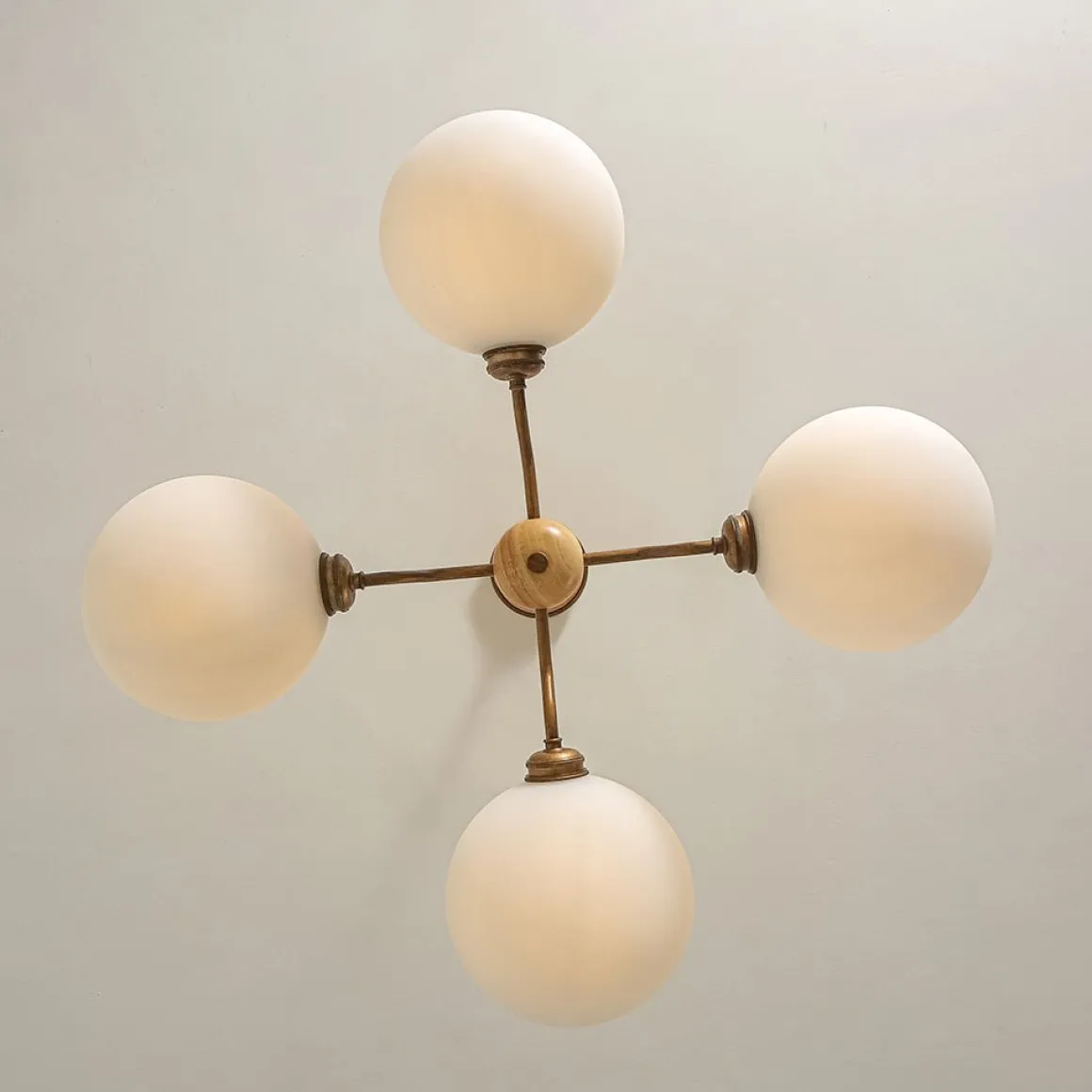 French Country 4-Light Frosted Glass Round Sputnik Chandelier