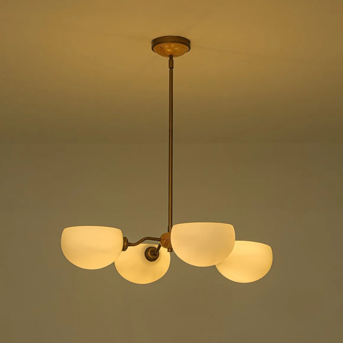 French Country 4-Light Frosted Glass Round Sputnik Chandelier